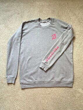 Peloton Gray Sweatshirt with Pink Peloton Logo - Small